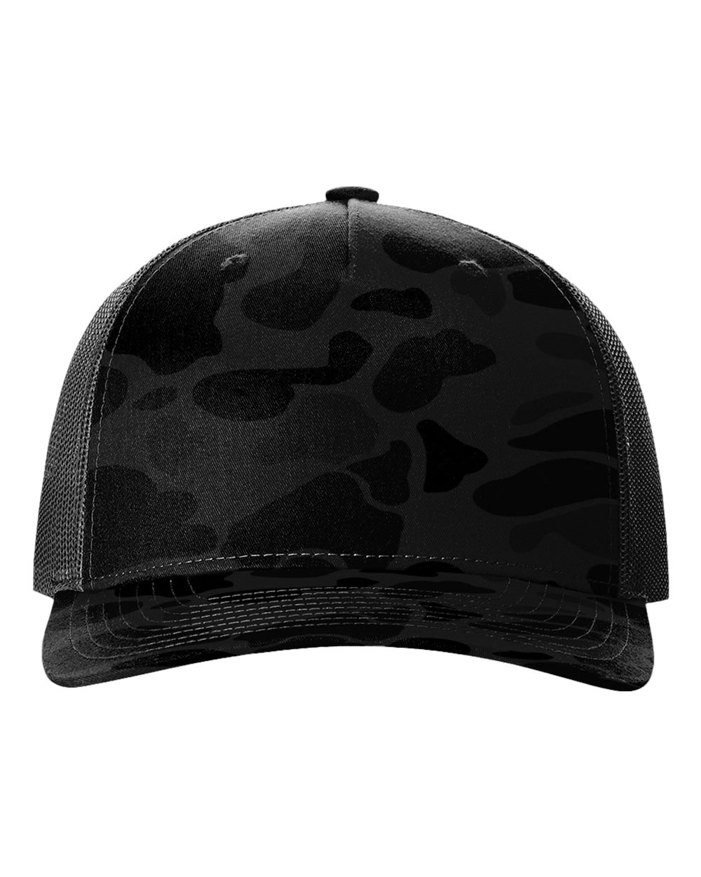 Five-Panel Printed Trucker Cap - Front - B26795300 - Sable Duck Camo/ Black