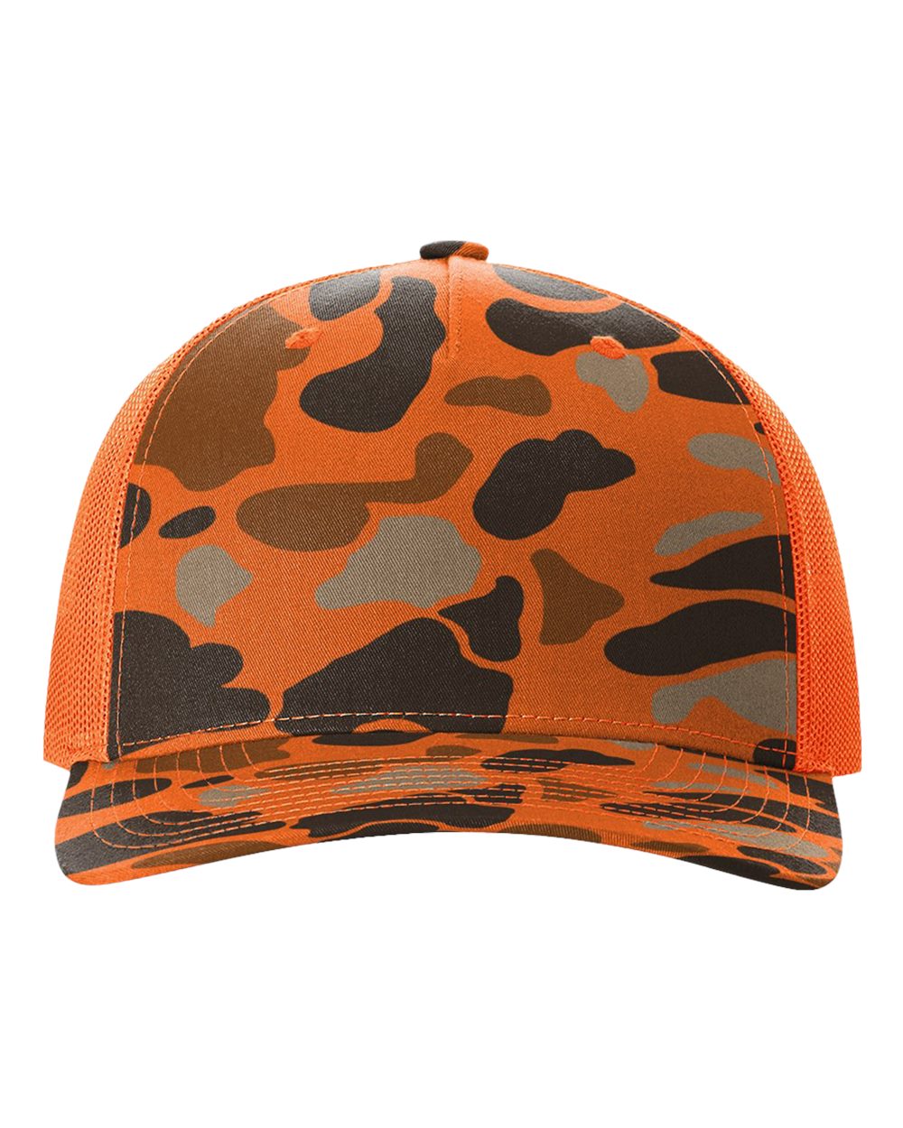 Five-Panel Printed Trucker Cap - Front - B26795320 - Blaze Duck Camo/ Blaze