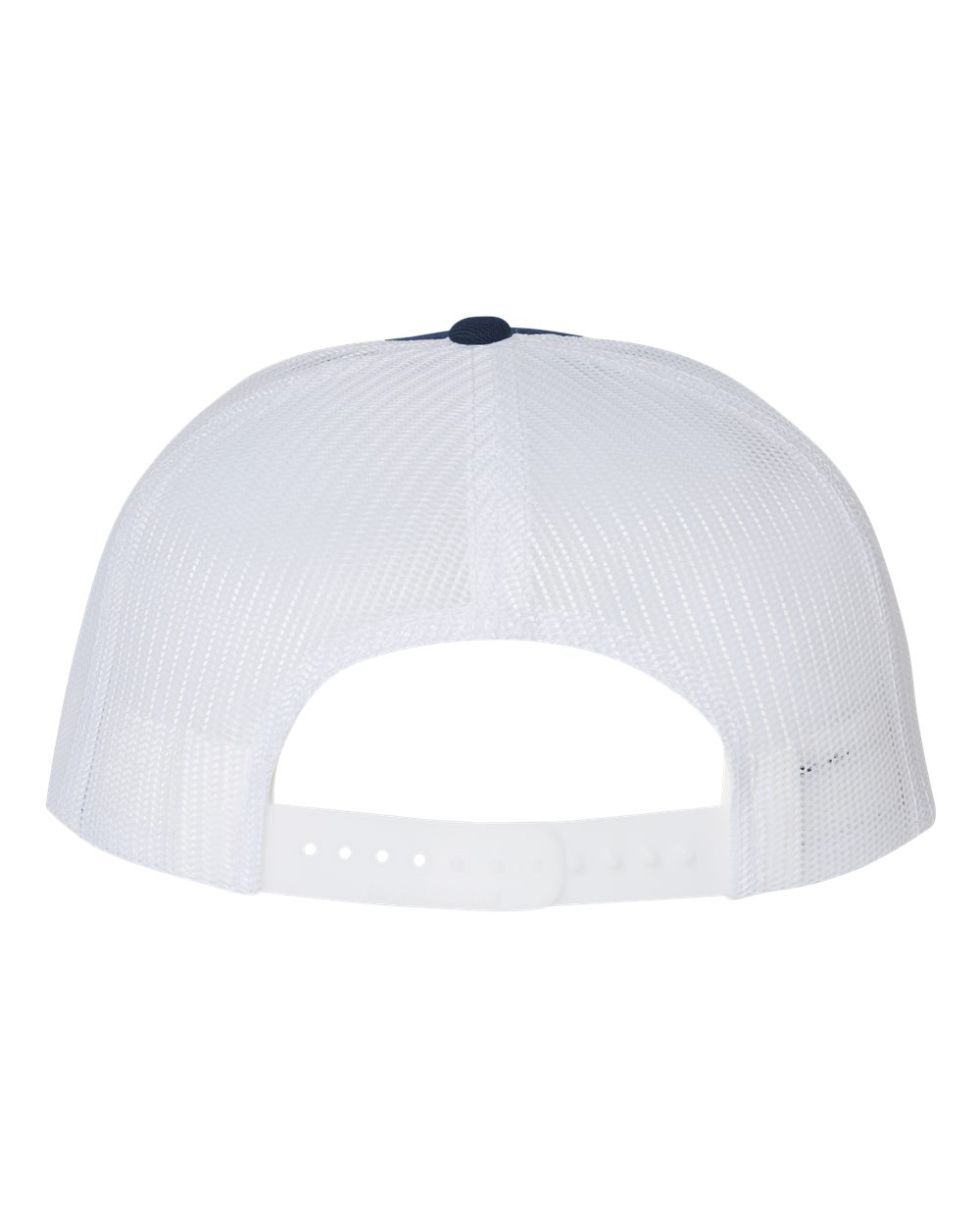 Wool Blend Flat Bill Trucker Cap - Back - B09195010 - Navy/ White