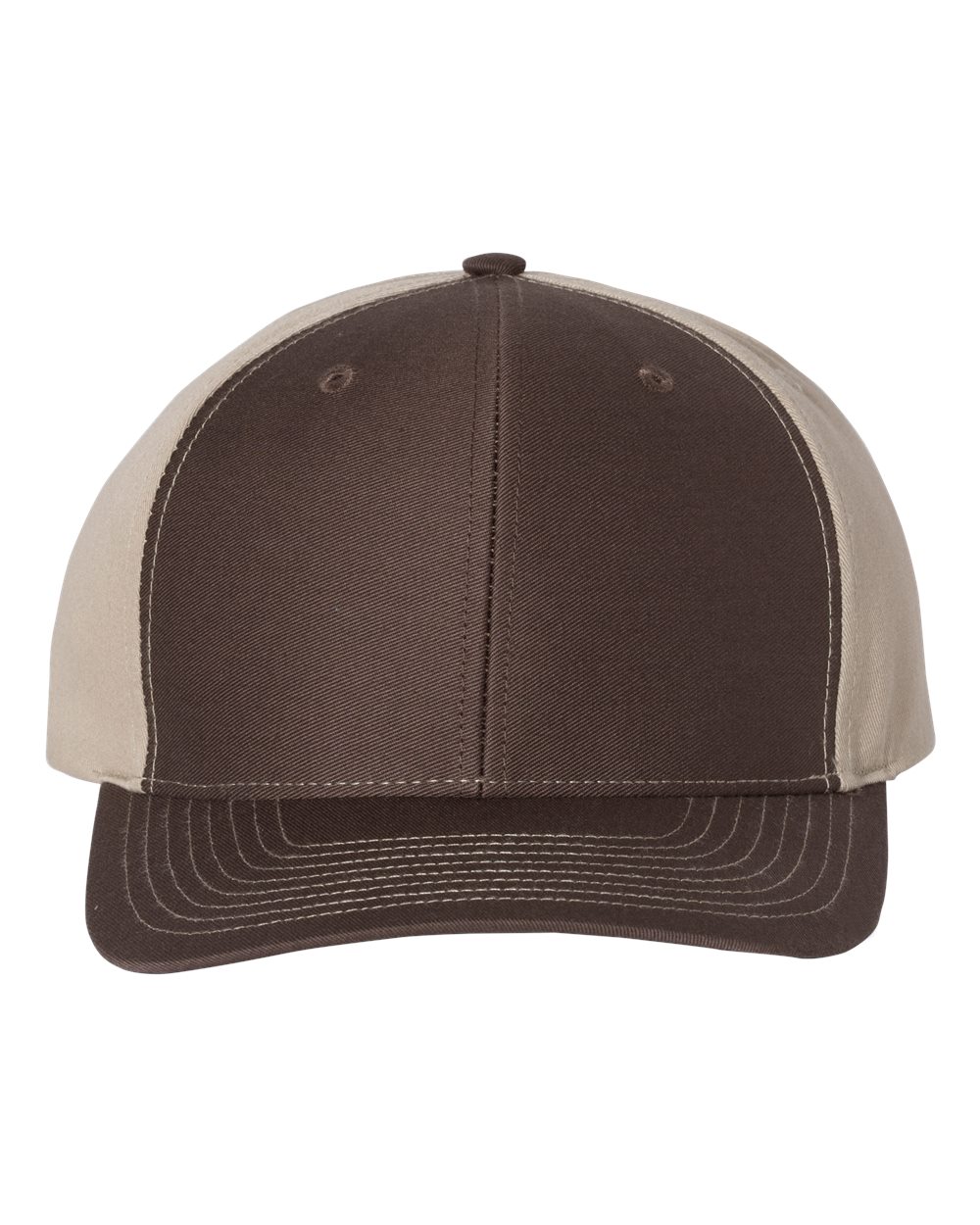 Twill Back Trucker Cap - Front - B49495550 - Brown/ Khaki