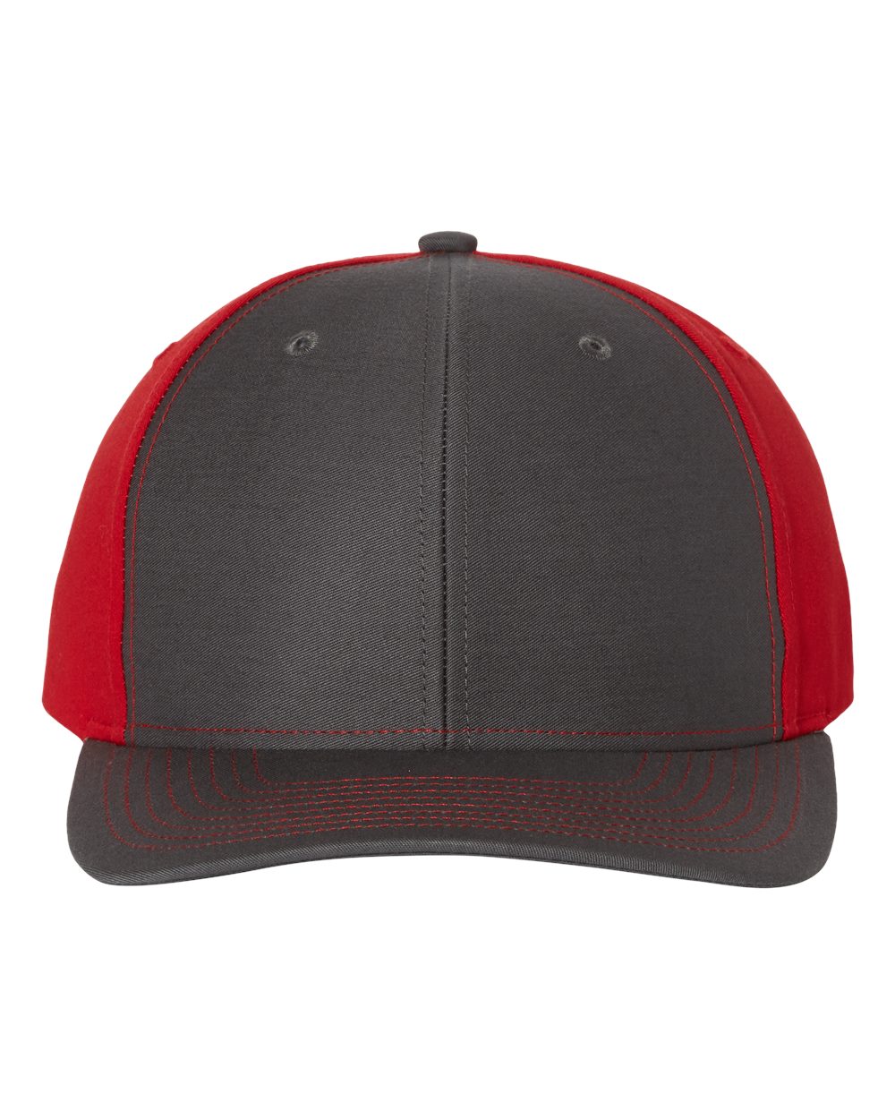 Twill Back Trucker Cap - Front - B49495980 - Charcoal/ Red