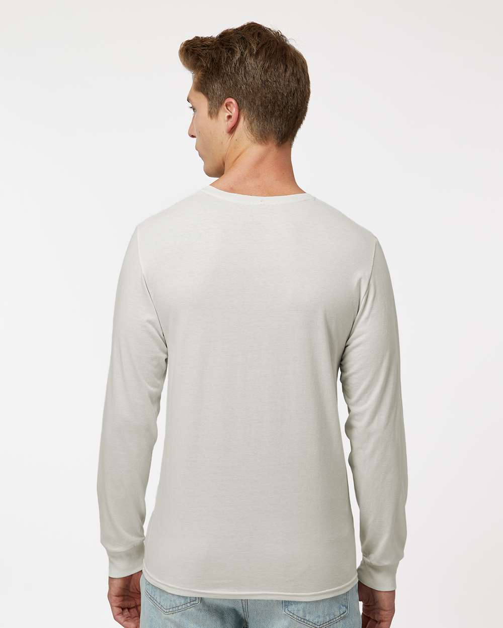 Unisex Dri Power® CVC Performance Long Sleeve T-Shirt - OnModelBack - B61711013 - Vintage White