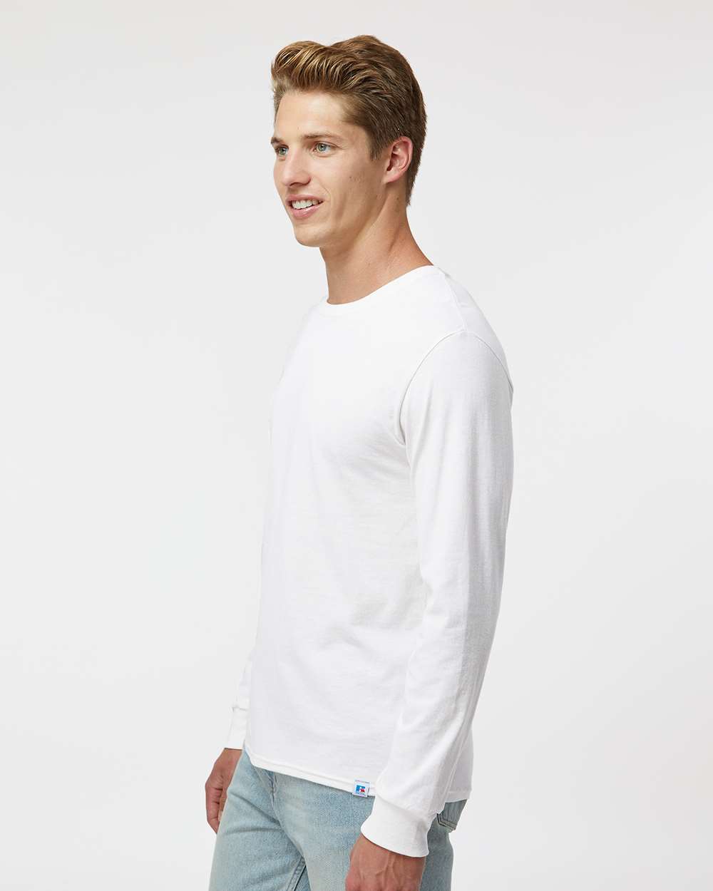 Unisex Dri Power® CVC Performance Long Sleeve T-Shirt - OnModelSide - B61711003 - White