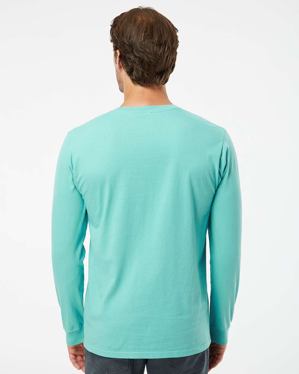 Unisex Organic Long Sleeve T-Shirt - OnModelBack - B10272123 - Seafoam