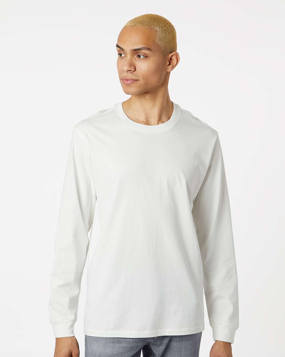 Unisex Organic Long Sleeve T-Shirt - OnModelFront - B10272013 - Ivory