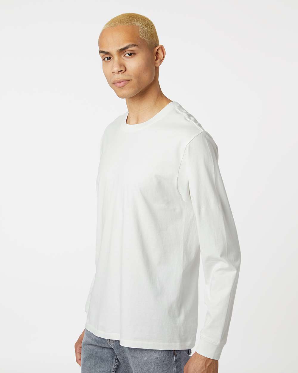Unisex Organic Long Sleeve T-Shirt - OnModelSide - B10272013 - Ivory