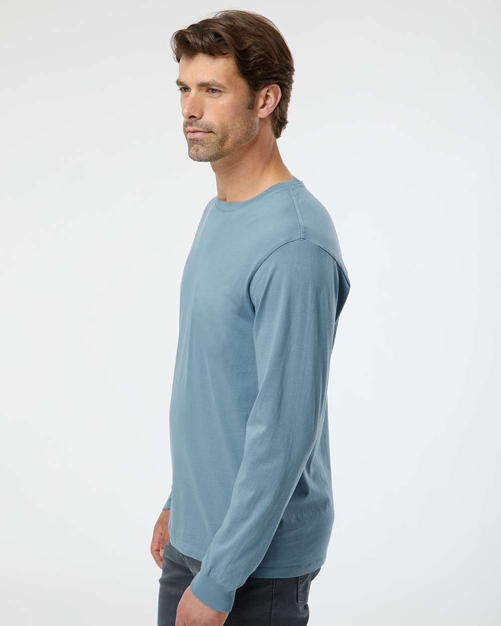 Unisex Organic Long Sleeve T-Shirt - OnModelSide - B10272133 - Slate