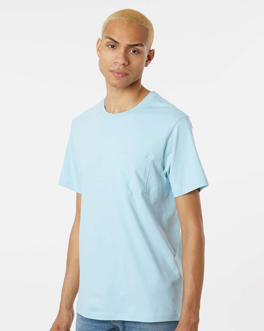 Unisex Classic Pocket T-Shirt - OnModelSide - B10672683 - Chambray