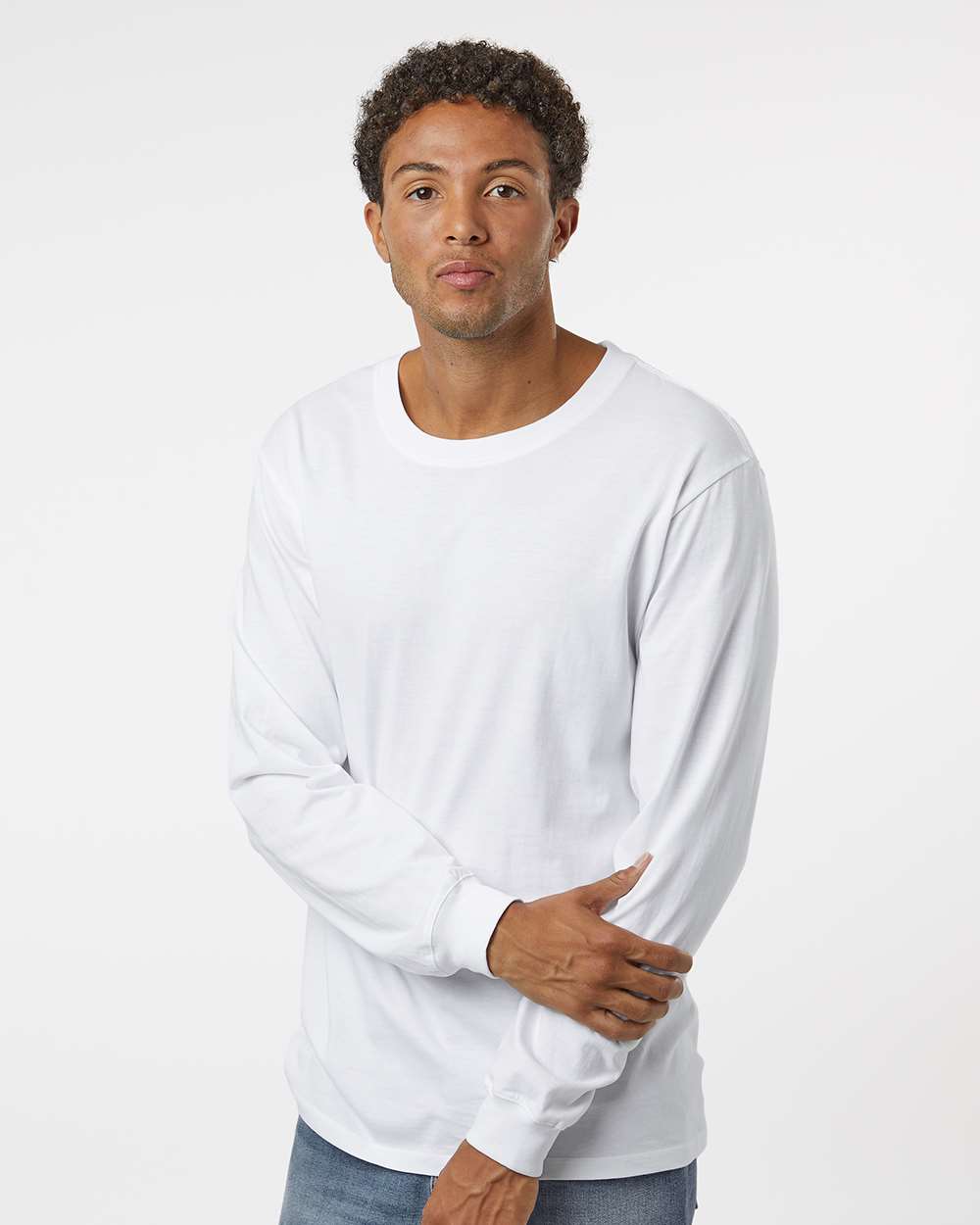 Unisex Classic Long Sleeve T-Shirt - OnModelFront - B10872103 - White
