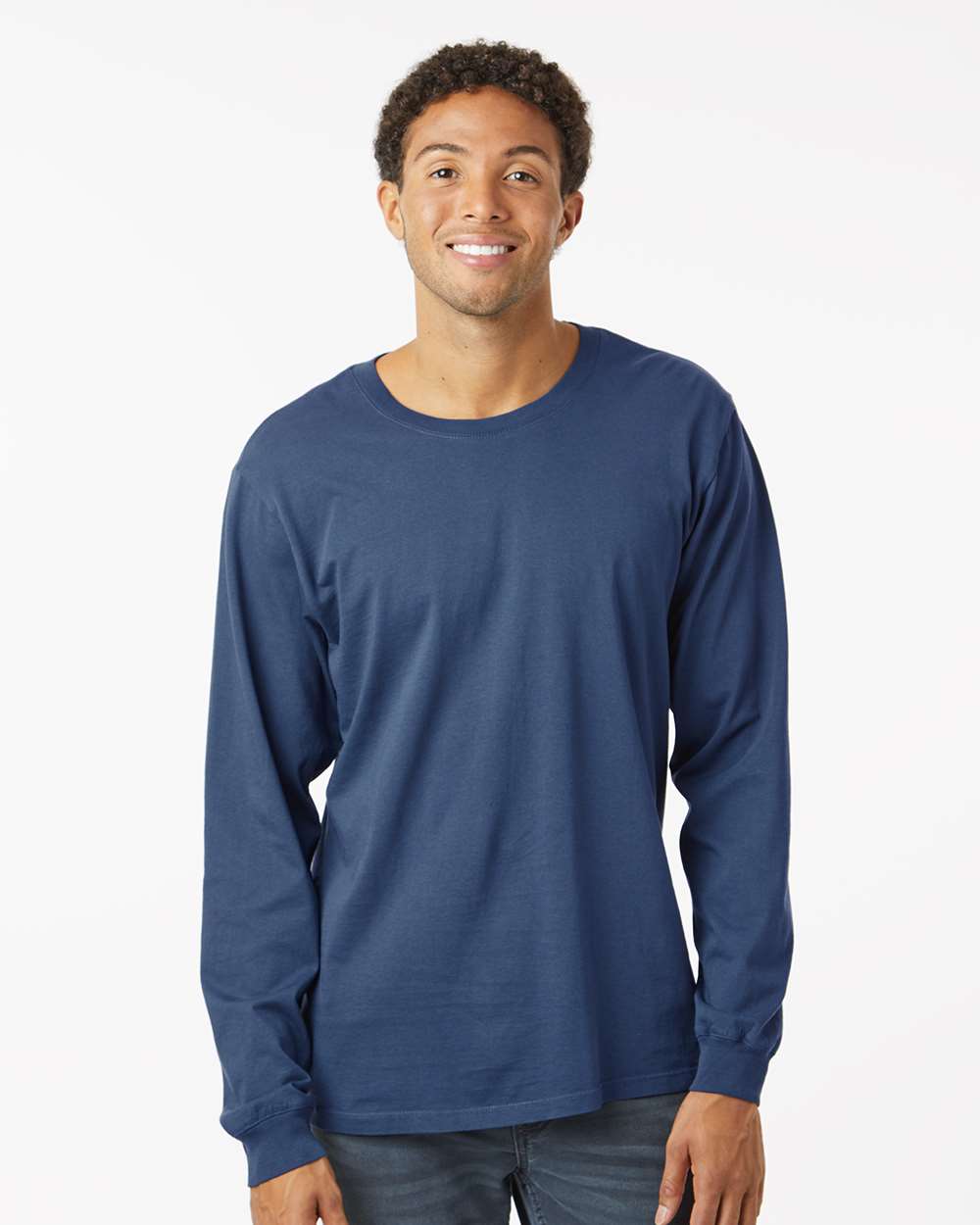 Unisex Classic Long Sleeve T-Shirt - OnModelFront - B10872653 - Navy