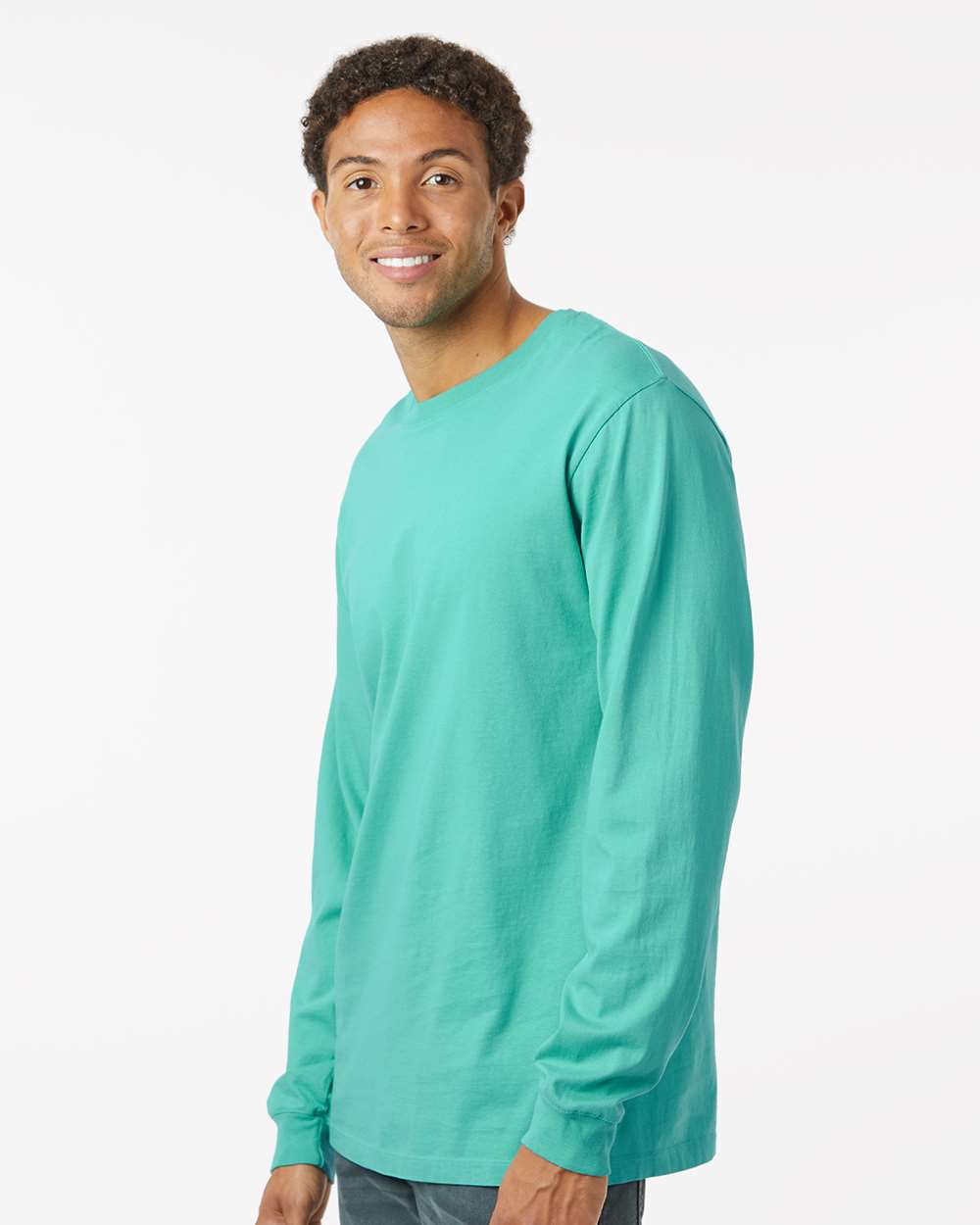 Unisex Classic Long Sleeve T-Shirt - OnModelSide - B10872253 - Seafoam