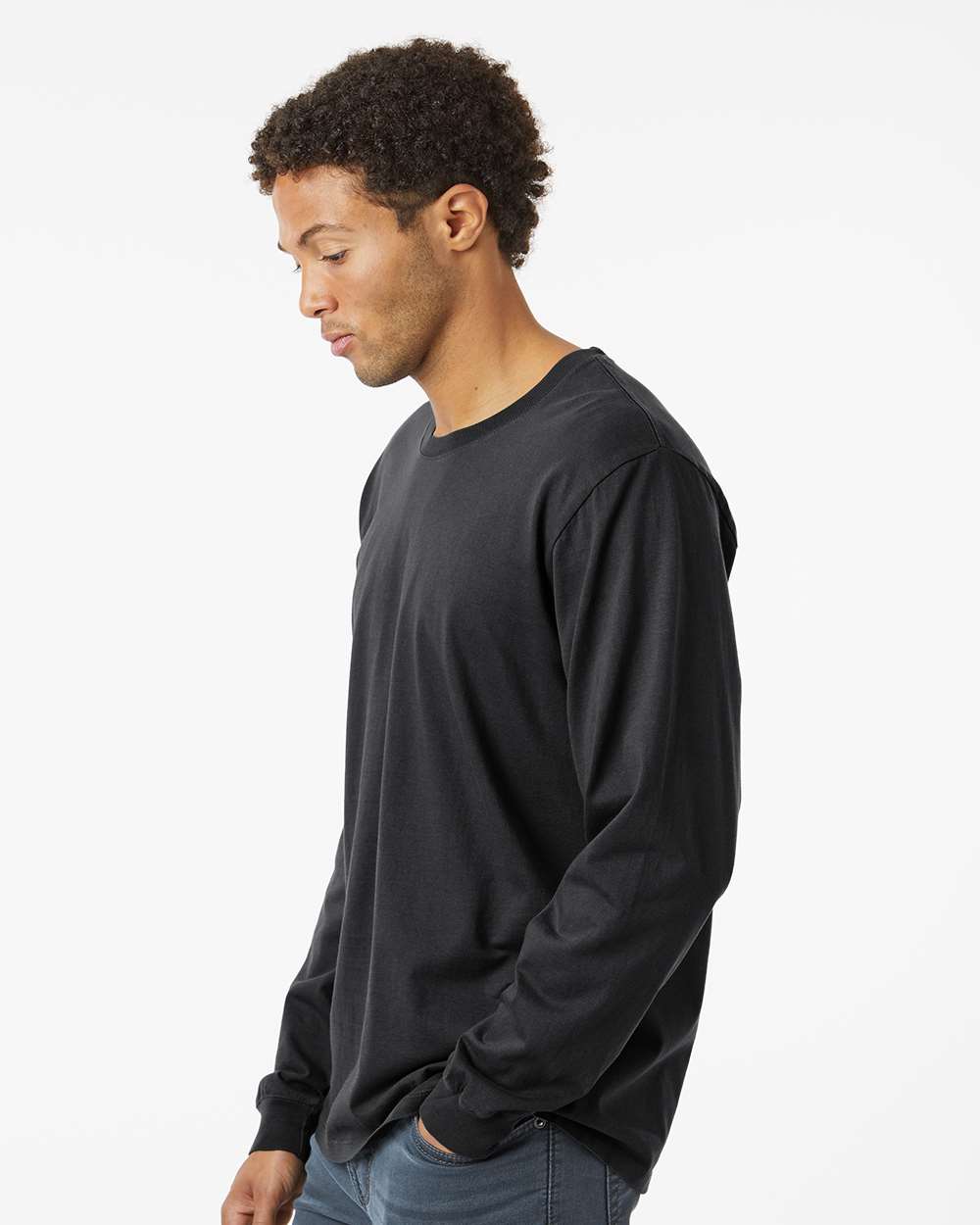 Unisex Classic Long Sleeve T-Shirt - OnModelSide - B10872503 - Black
