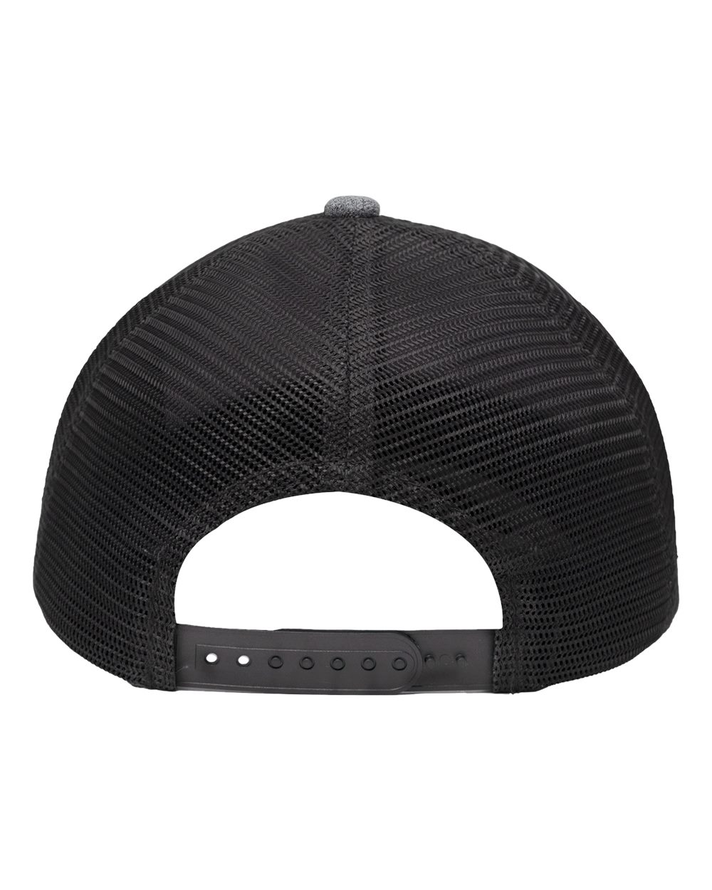Modern Six-Panel Trucker Fit Cap - Back - B14995110 - Black Heather/ Black