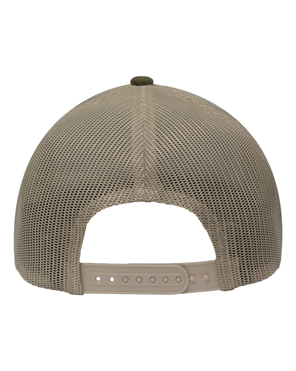 Modern Six-Panel Trucker Fit Cap - Back - B14995540 - Dark Olive Green/ Khaki
