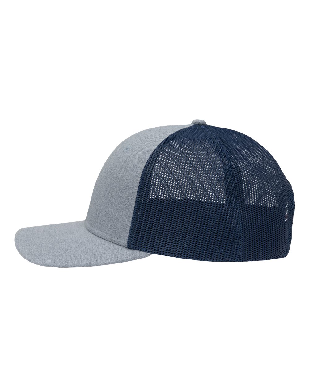 Modern Six-Panel Trucker Fit Cap - DirectSide - B14995130 - Ice Blue Heather/ Navy