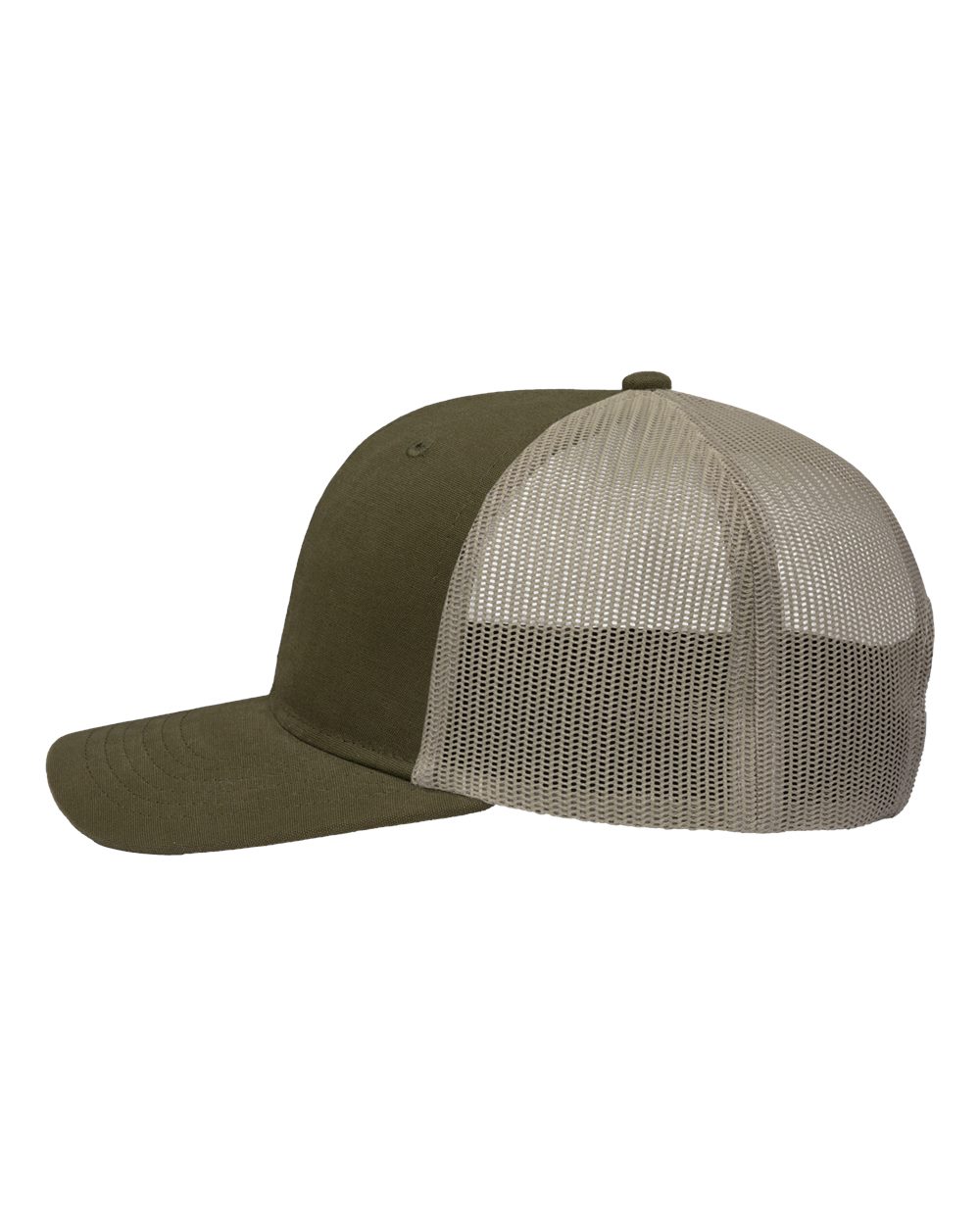 Modern Six-Panel Trucker Fit Cap - DirectSide - B14995540 - Dark Olive Green/ Khaki