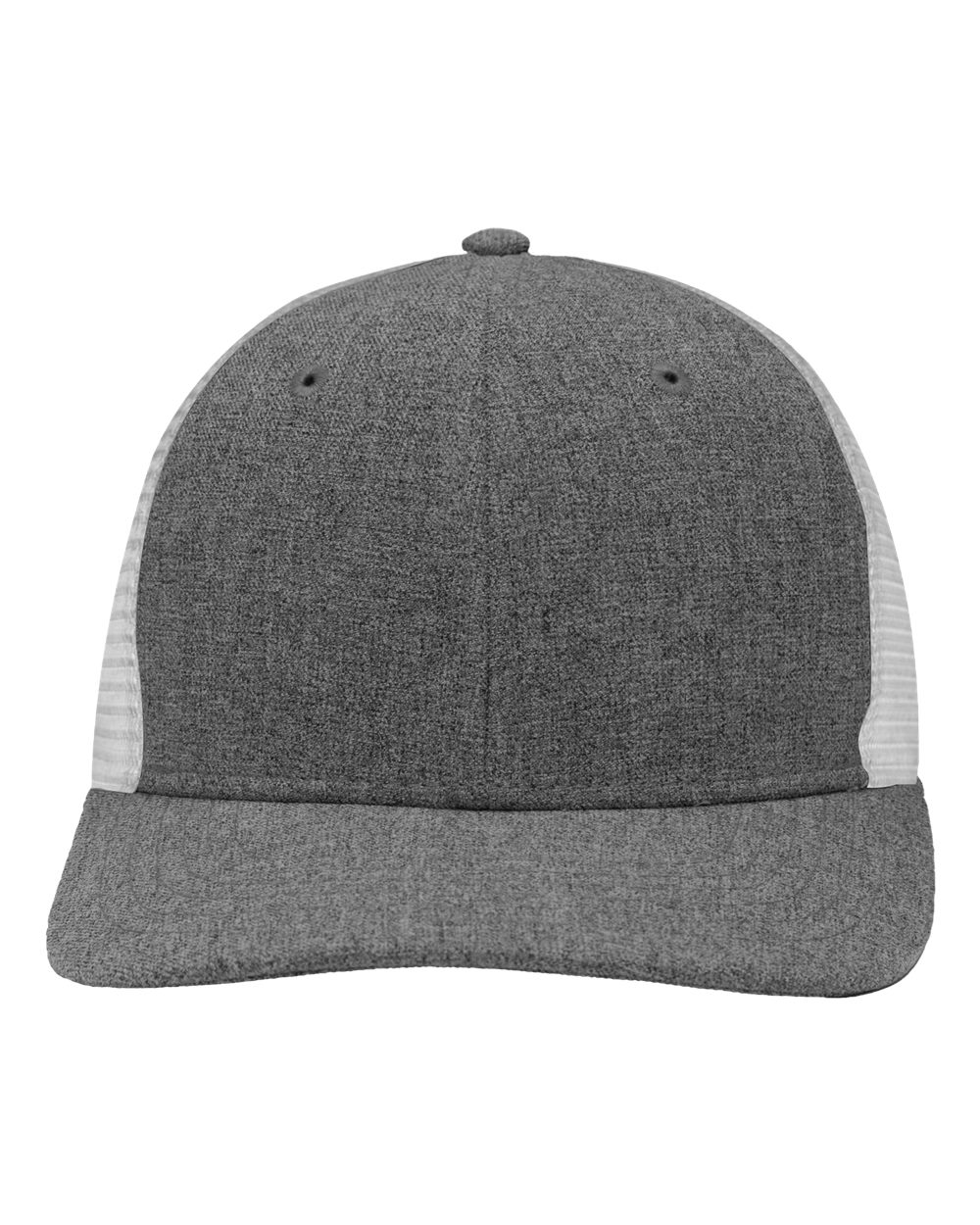 Modern Six-Panel Trucker Fit Cap - Front - B14995120 - Black Heather/ White