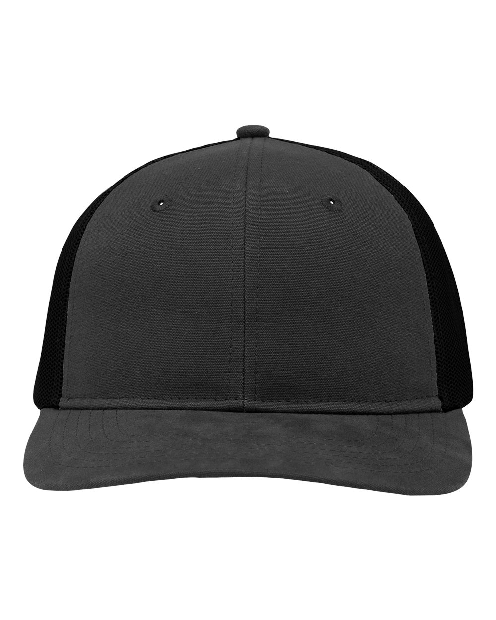 Modern Six-Panel Trucker Fit Cap - Front - B14995590 - Charcoal/ Black