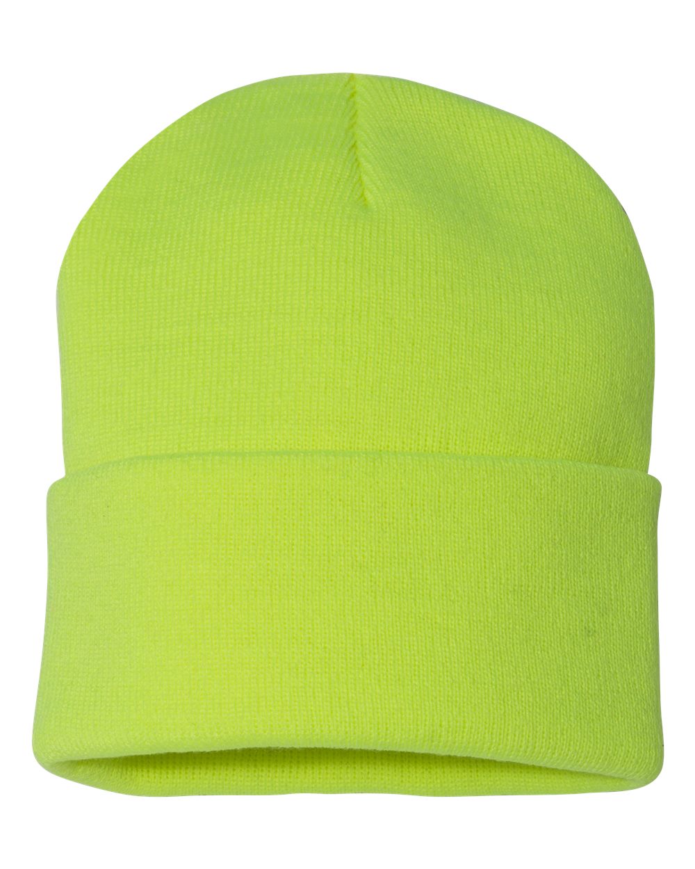 12" Solid Cuffed Beanie - Back - B83995050 - Neon Yellow