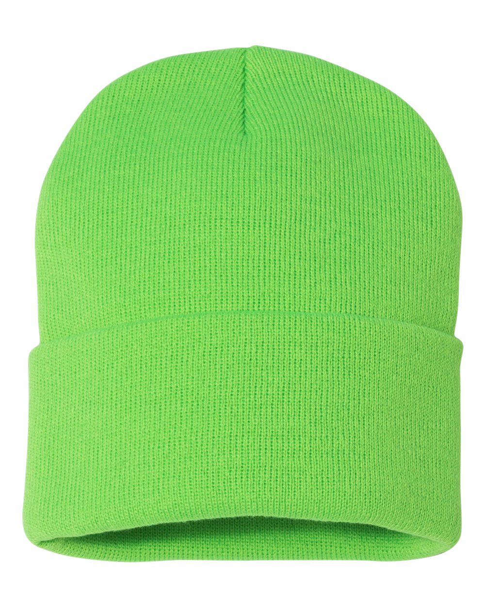 12" Solid Cuffed Beanie - Back - B83995160 - Neon Green