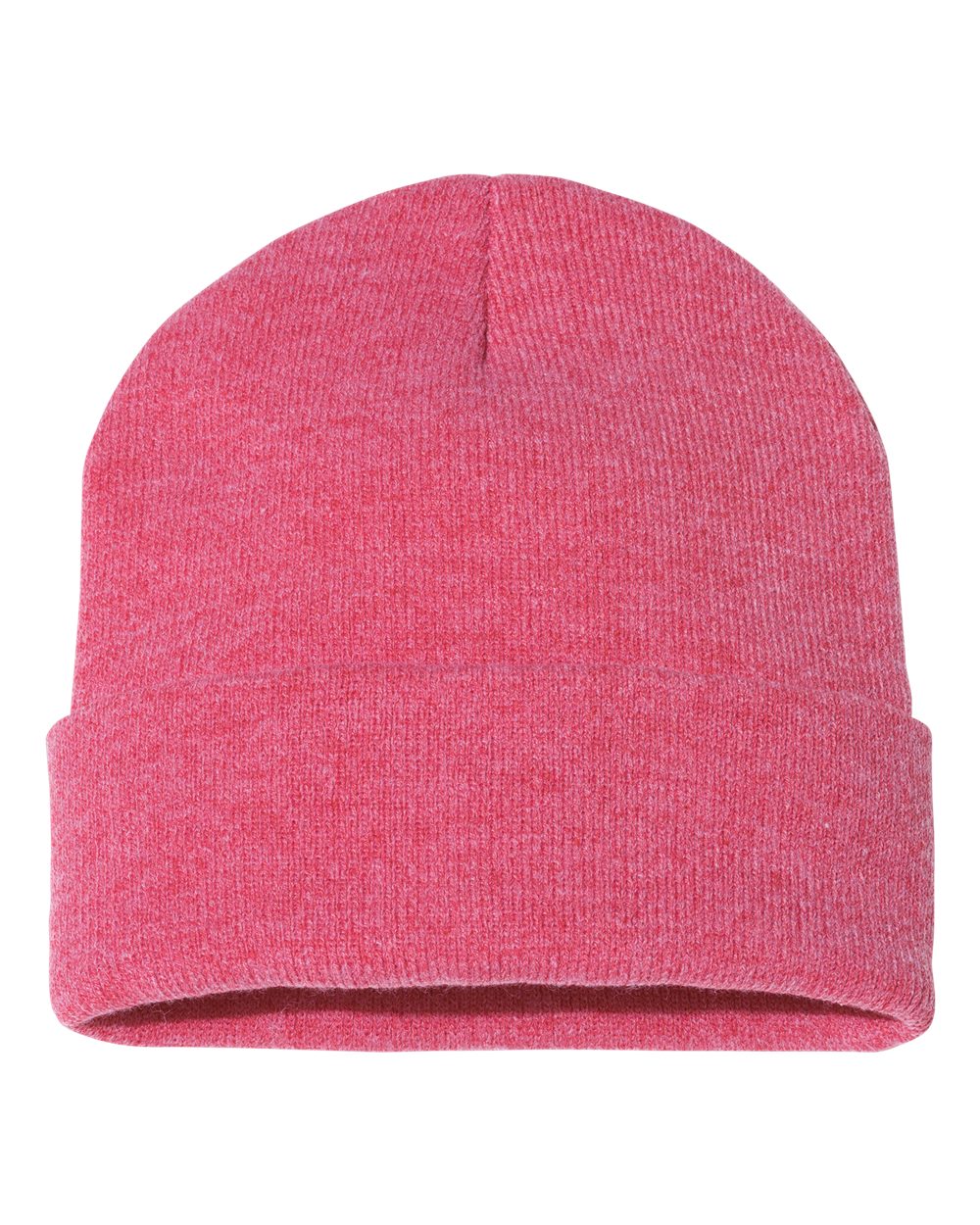 12" Solid Cuffed Beanie - Back - B83995710 - Heather Red