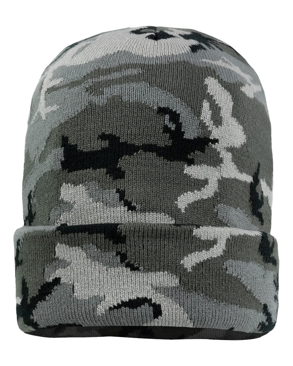 12" Solid Cuffed Beanie - Back - B83995960 - Grey Camo
