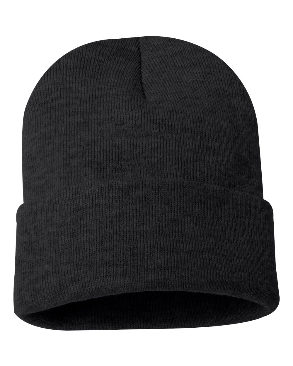 12" Solid Cuffed Beanie - Front - B83995090 - Heather Charcoal