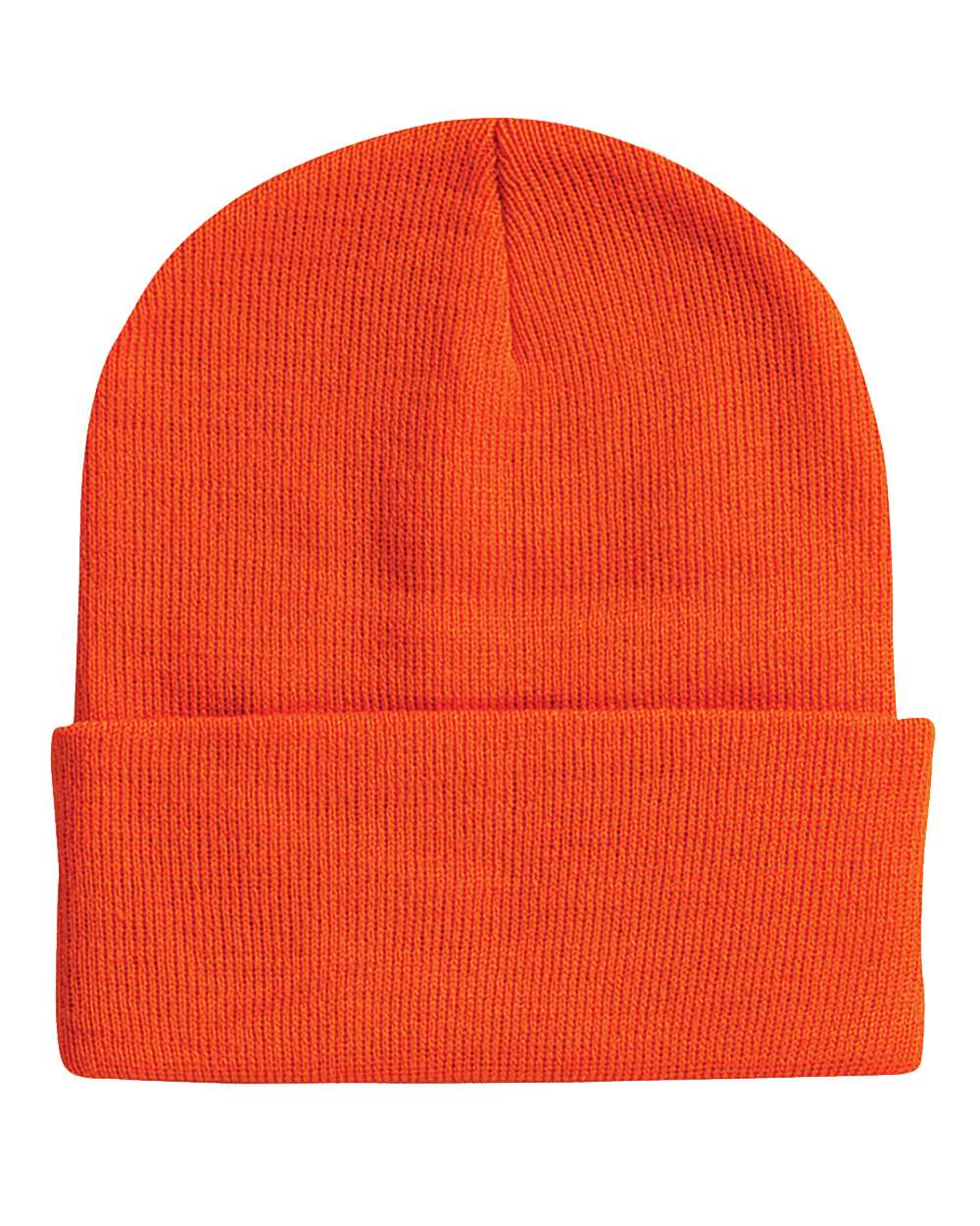 12" Solid Cuffed Beanie - Front - B83995180 - Blaze Orange