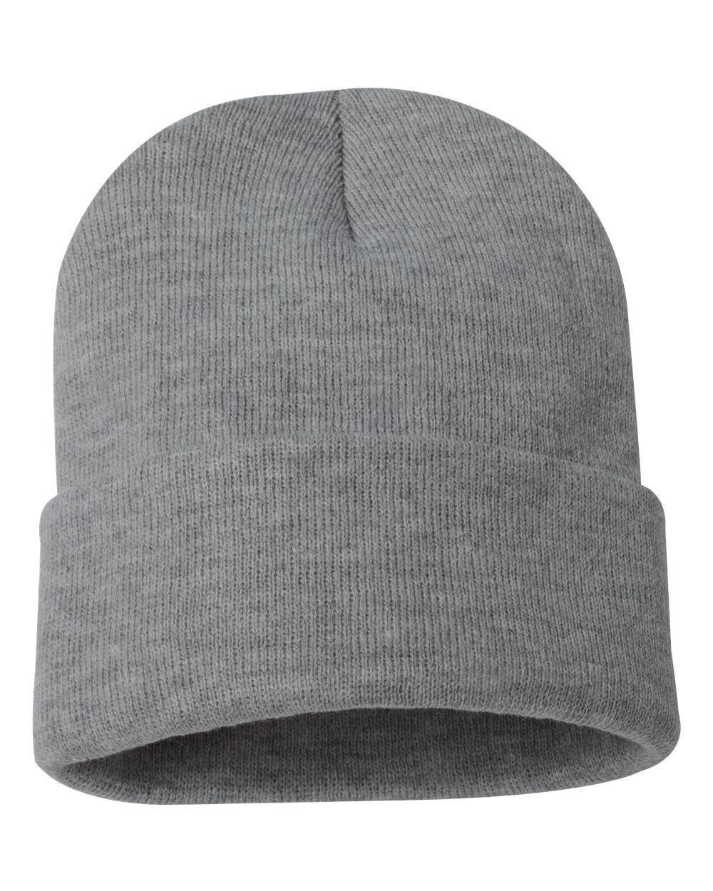 12" Solid Cuffed Beanie - Front - B83995260 - Dark Heather Grey