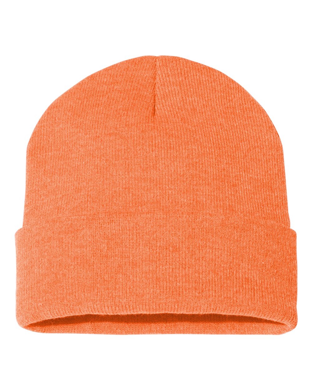 12" Solid Cuffed Beanie - Front - B83995310 - Heather Orange