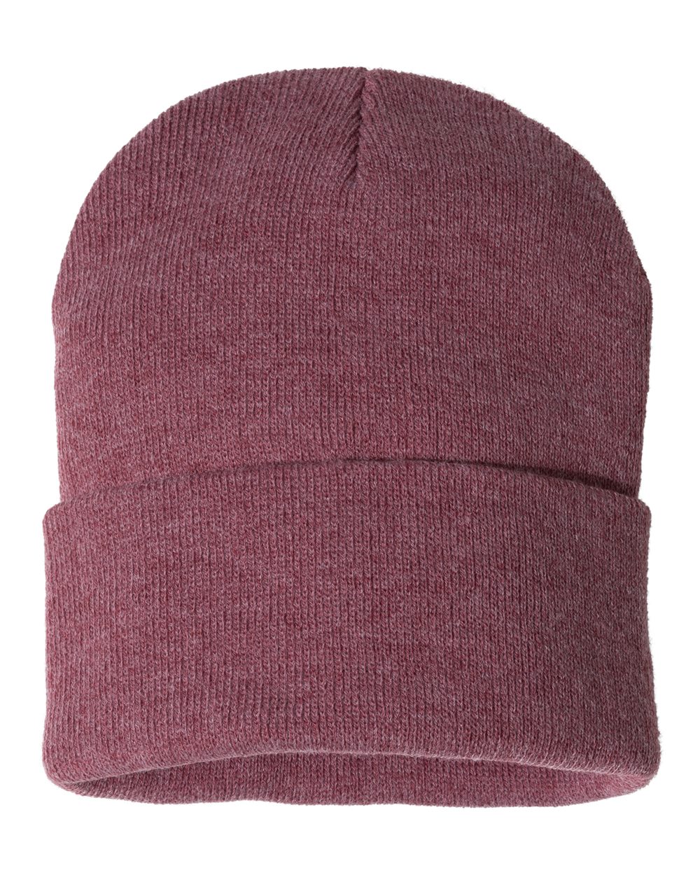 12" Solid Cuffed Beanie - Front - B83995320 - Heather Cardinal