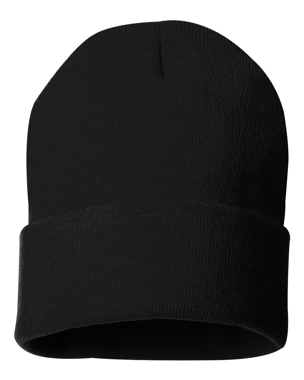 12" Solid Cuffed Beanie - Front - B83995500 - Black