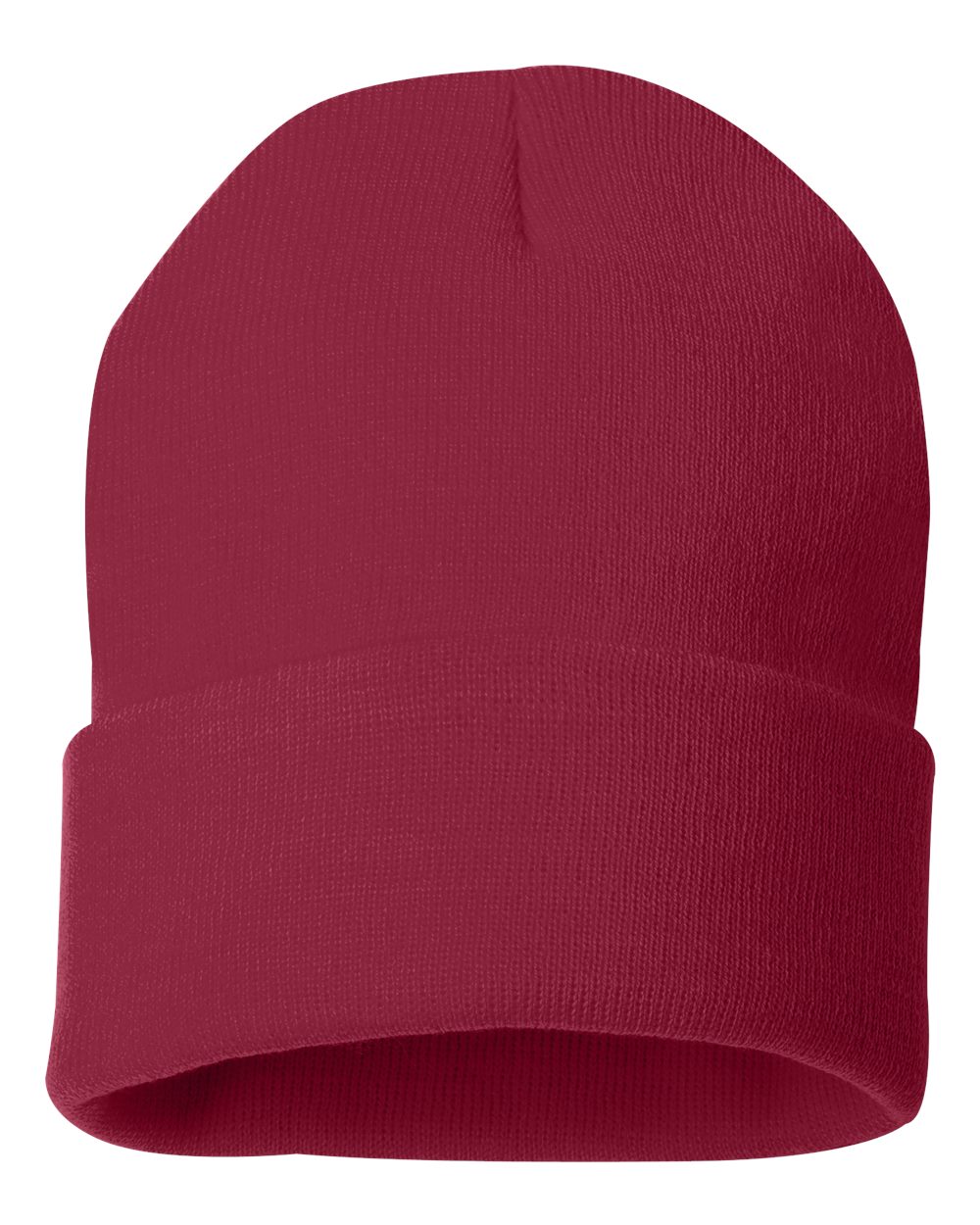 12" Solid Cuffed Beanie - Front - B83995520 - Cardinal