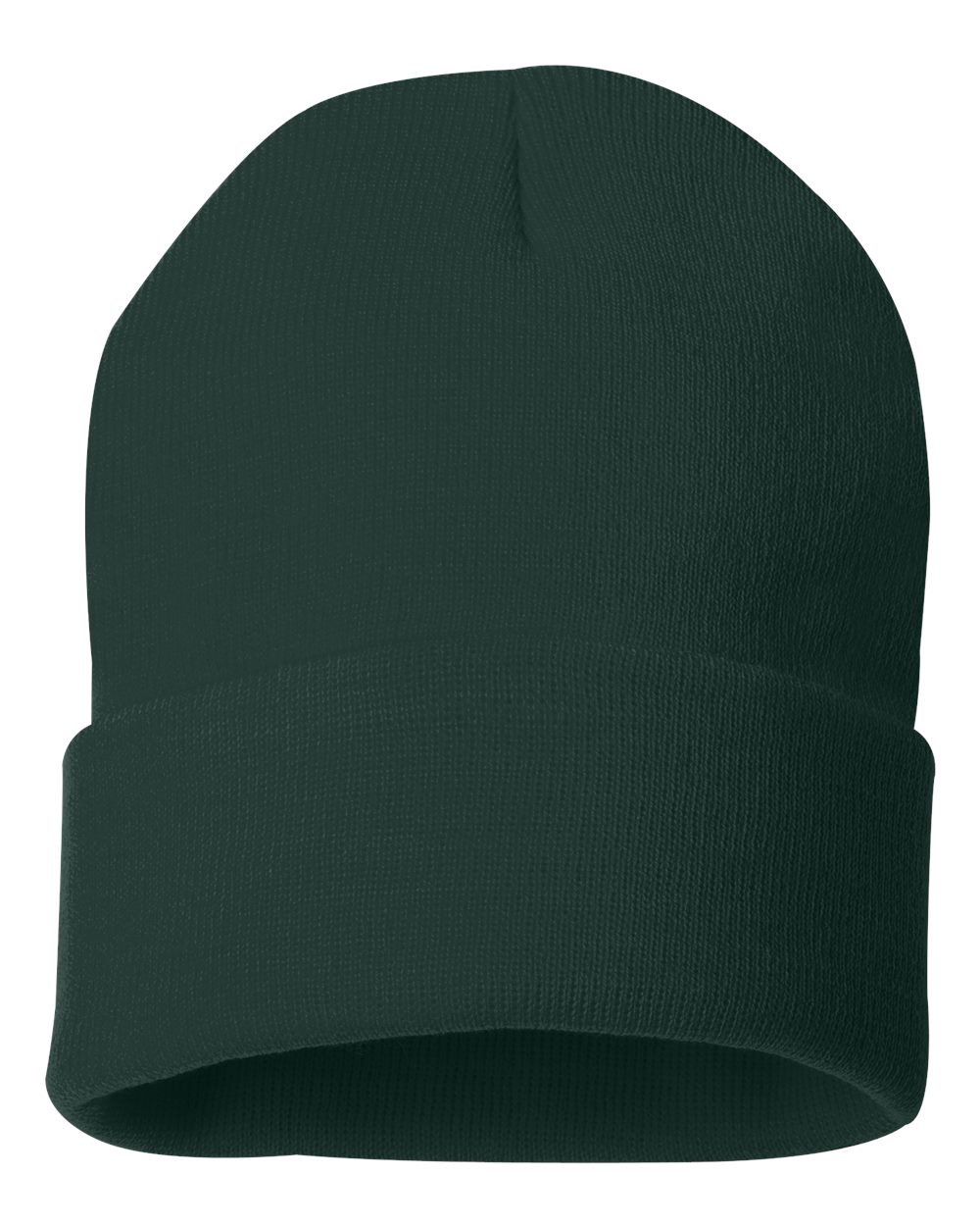 12" Solid Cuffed Beanie - Front - B83995540 - Forest