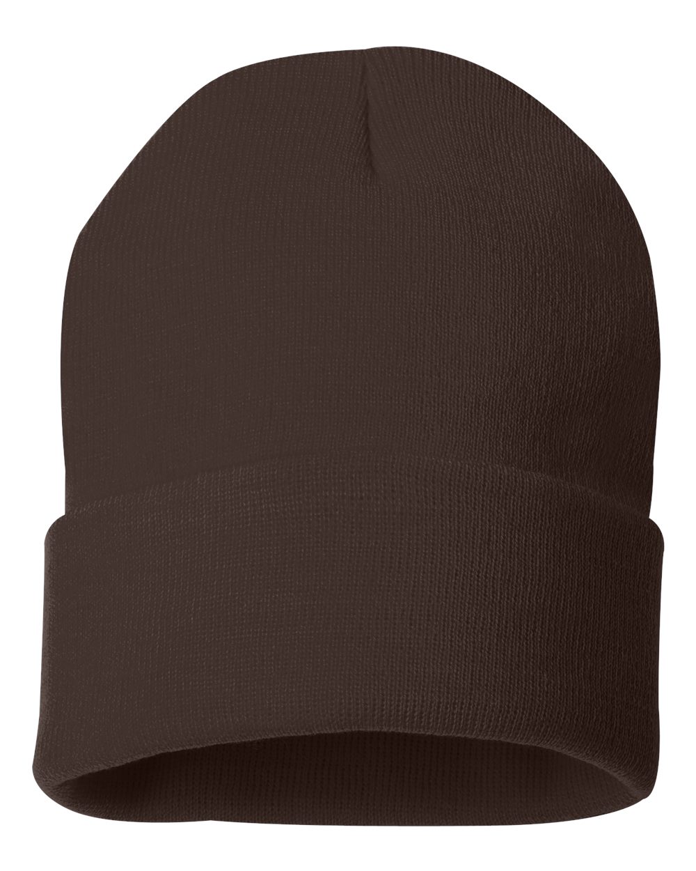 12" Solid Cuffed Beanie - Front - B83995550 - Brown