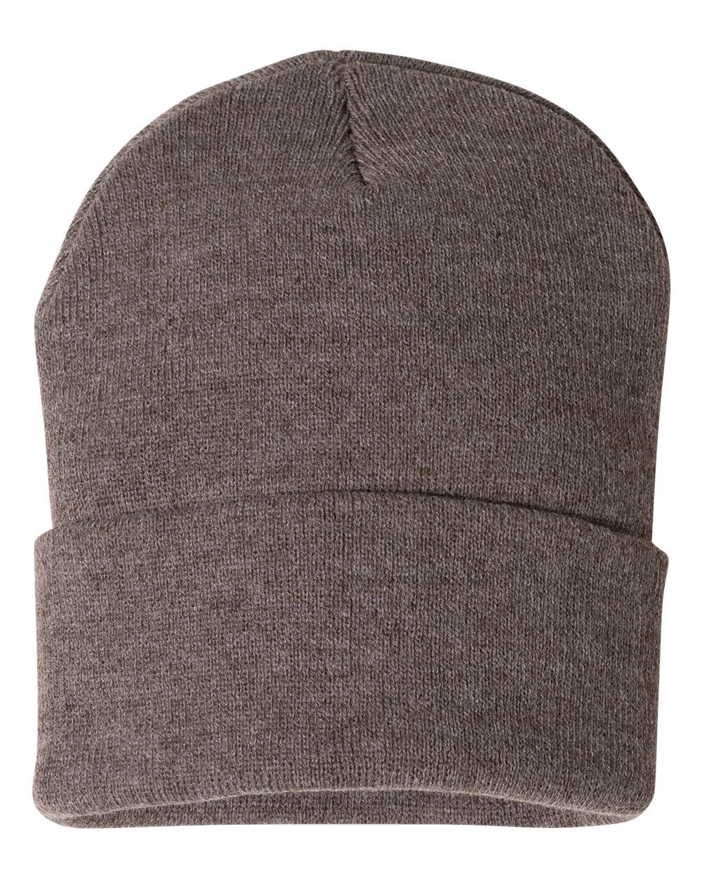 12" Solid Cuffed Beanie - Front - B83995560 - Heather Brown