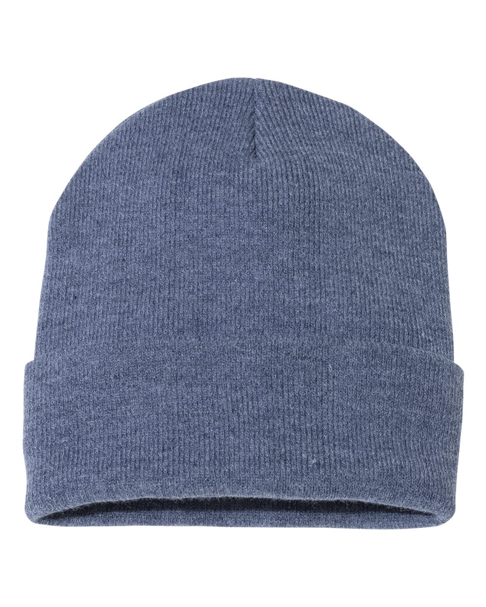 12" Solid Cuffed Beanie - Front - B83995640 - Heather Navy