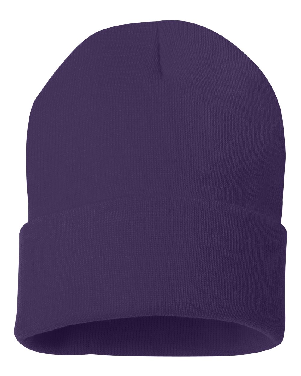 12" Solid Cuffed Beanie - Front - B83995670 - Purple