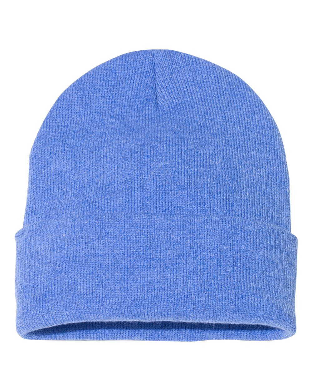 12" Solid Cuffed Beanie - Front - B83995740 - Heather Royal