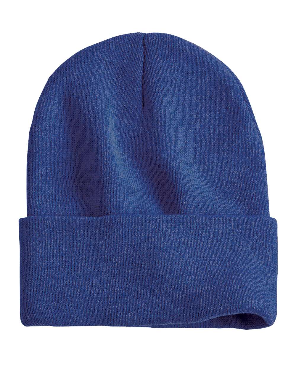 12" Solid Cuffed Beanie - Front - B83995780 - Heather Dark Royal