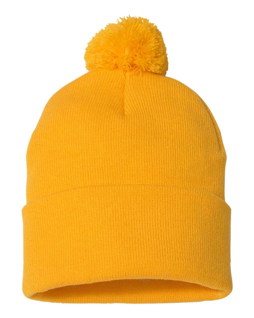 12" Pom-Pom Cuffed Beanie - Front - B21595120 - Gold