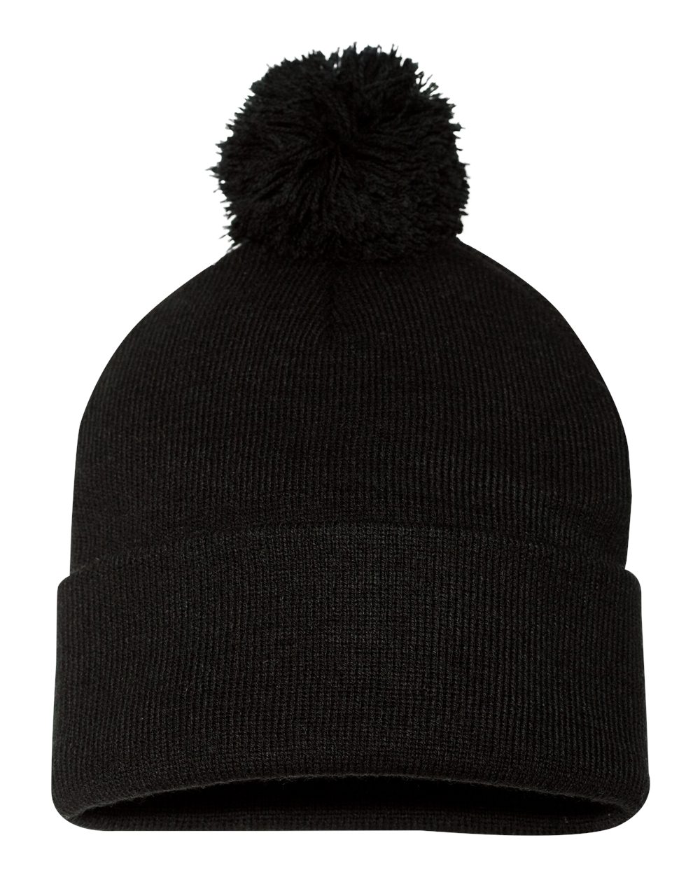 12" Pom-Pom Cuffed Beanie - Front - B21595500 - Black