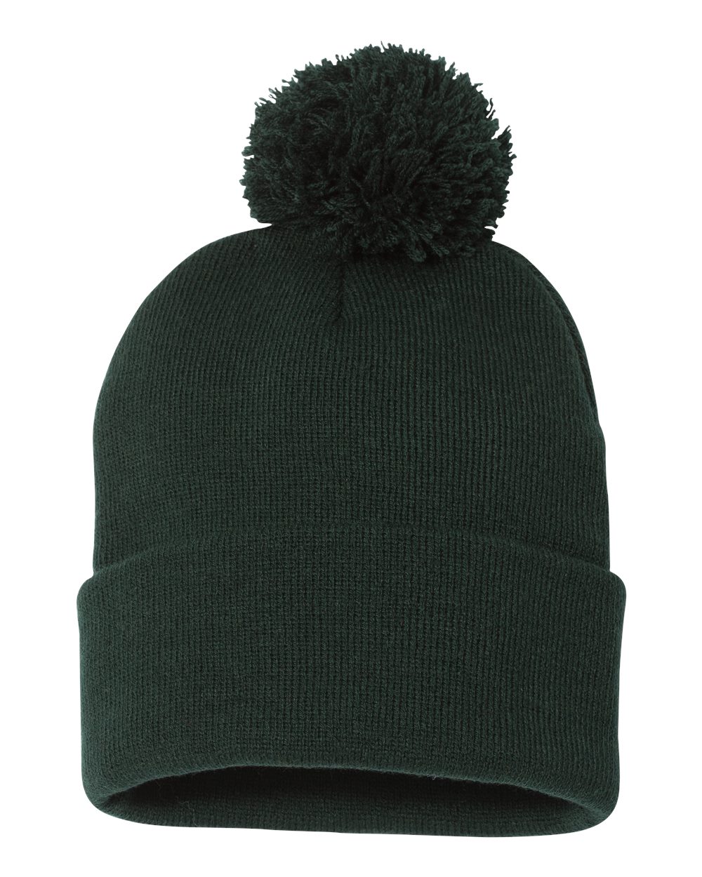 12" Pom-Pom Cuffed Beanie - Front - B21595540 - Forest