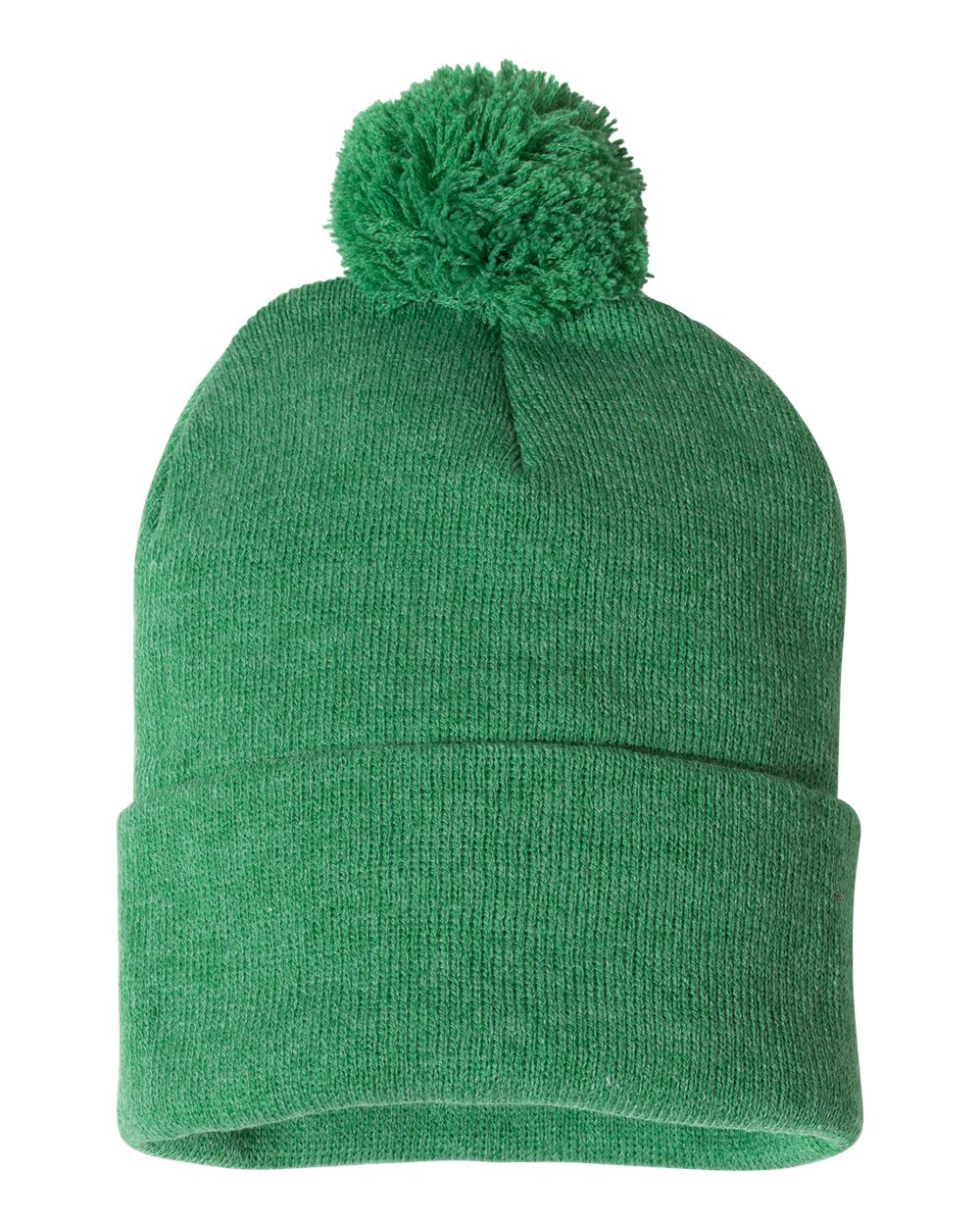12" Pom-Pom Cuffed Beanie - Front - B21595610 - Heather Kelly