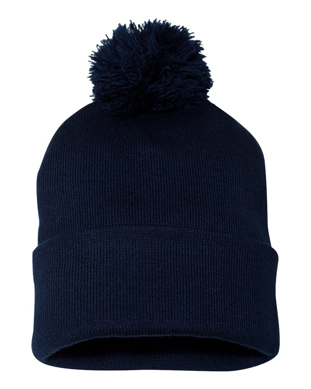 12" Pom-Pom Cuffed Beanie - Front - B21595650 - Navy