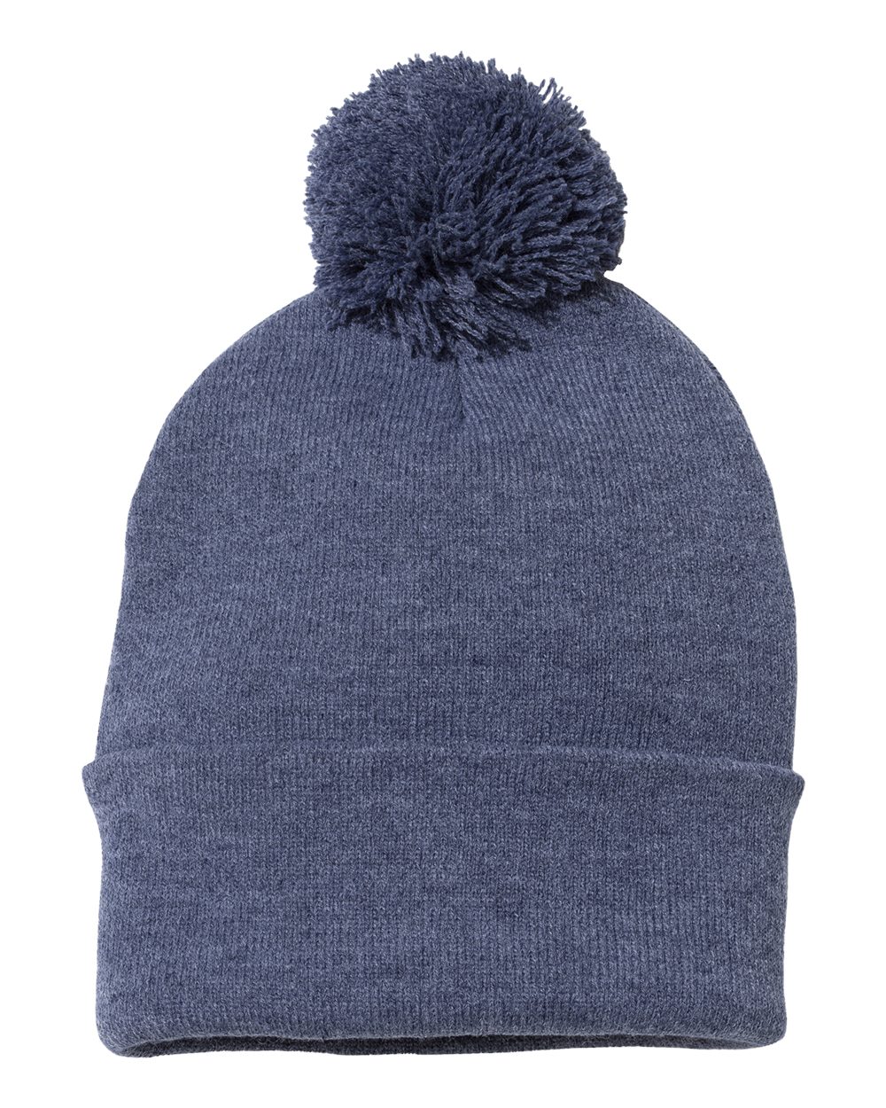 12" Pom-Pom Cuffed Beanie - Front - B21595660 - Heather Navy