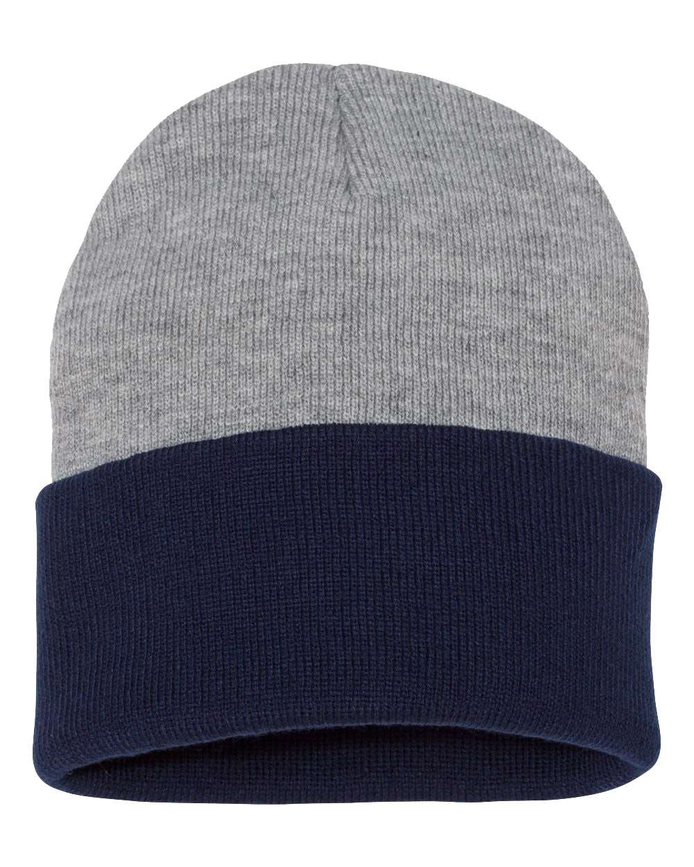 12" Color Blocked Cuffed Beanie - Back - B12195930 - Heather/ Navy