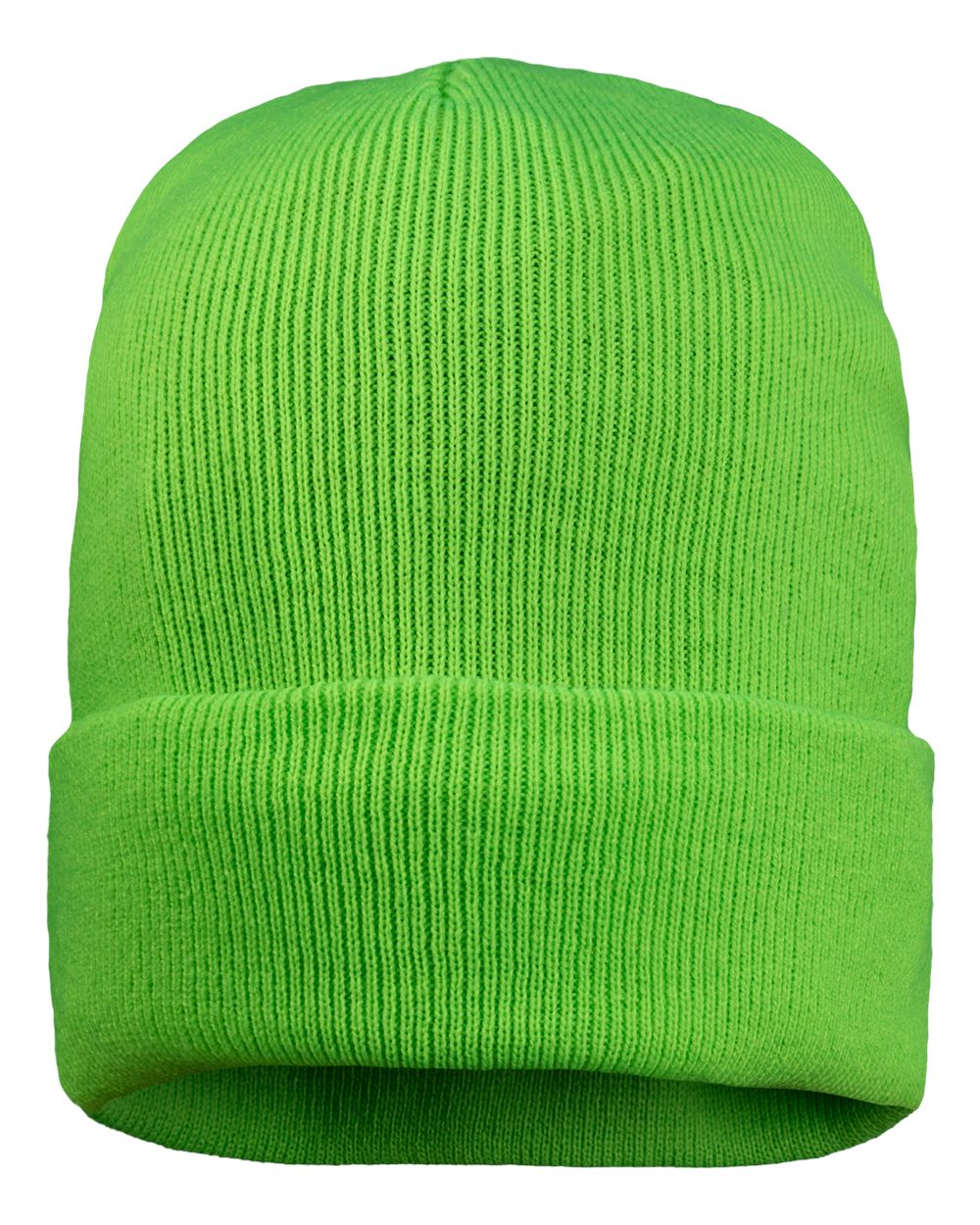 12" Fleece Lined Cuffed Beanie - Back - B56795170 - Neon Green