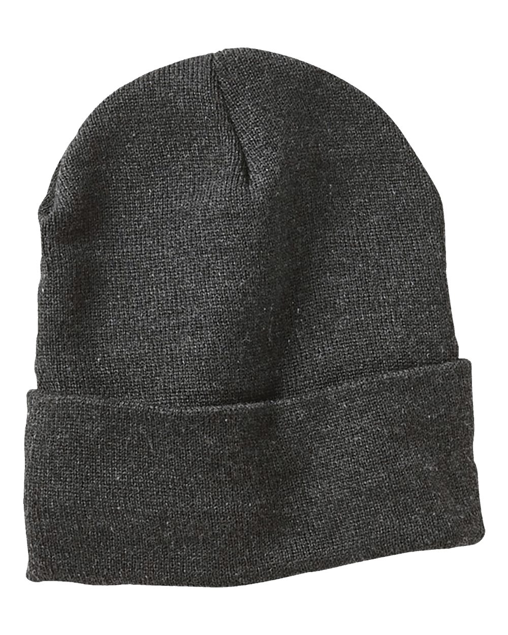 12" Fleece Lined Cuffed Beanie - Front - B56795090 - Heather Charcoal