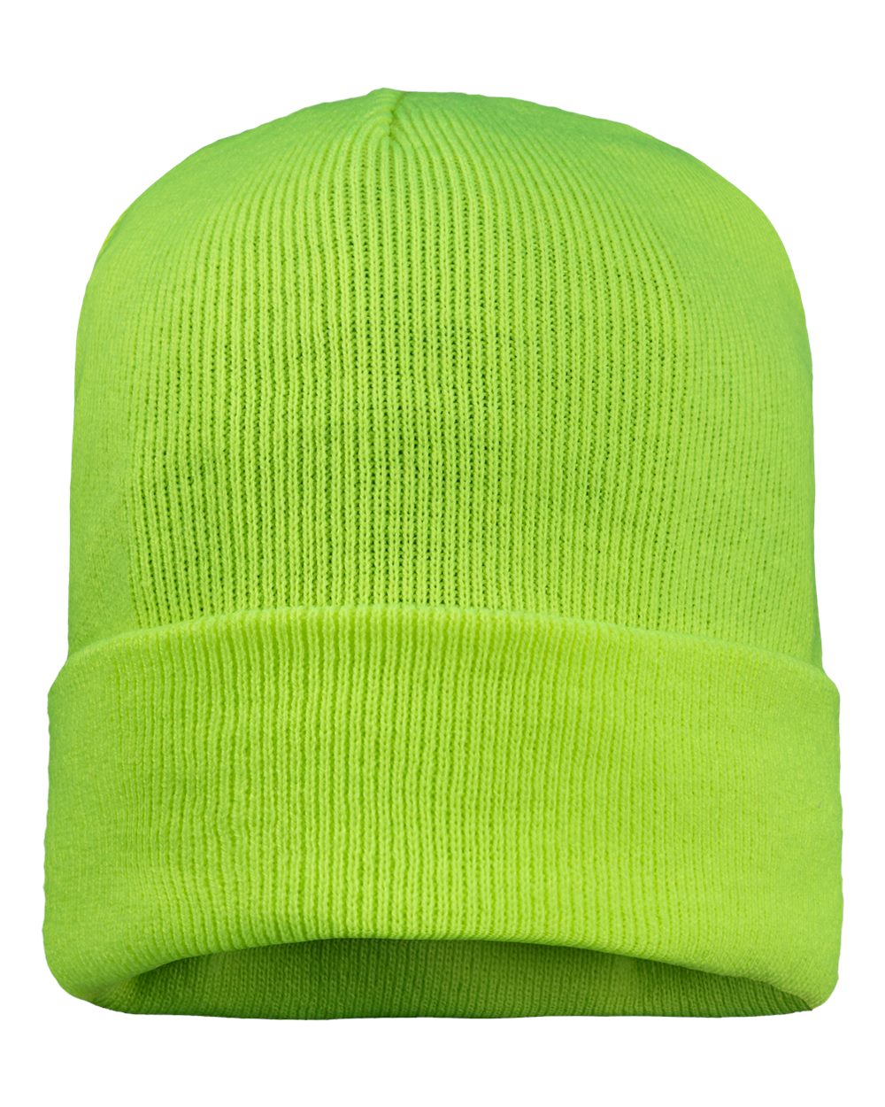 12" Fleece Lined Cuffed Beanie - Front - B56795120 - Safety Yellow